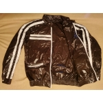New shiny nylon wet look vintage jacket interstripes wind coat